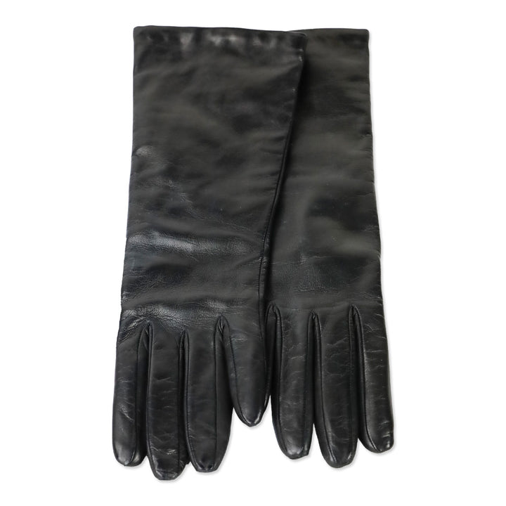 Neiman Marcus Black Leather Cashimere Lined Gloves