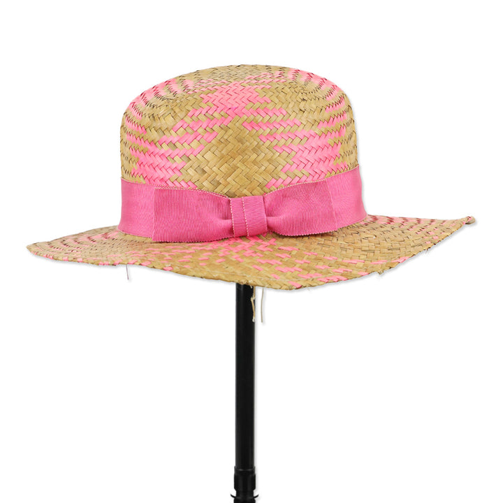 Neiman Marcus Natural/Pink Straw Hat