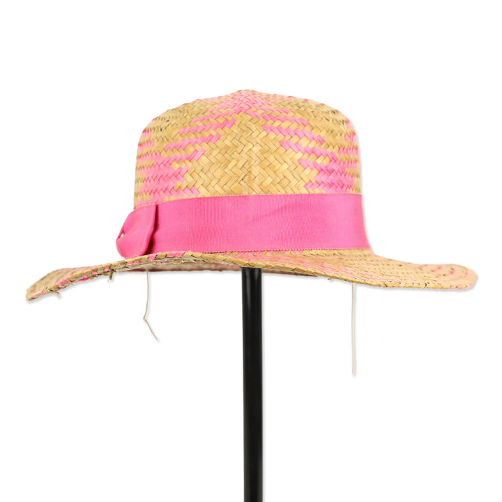 Neiman Marcus Natural/Pink Straw Hat