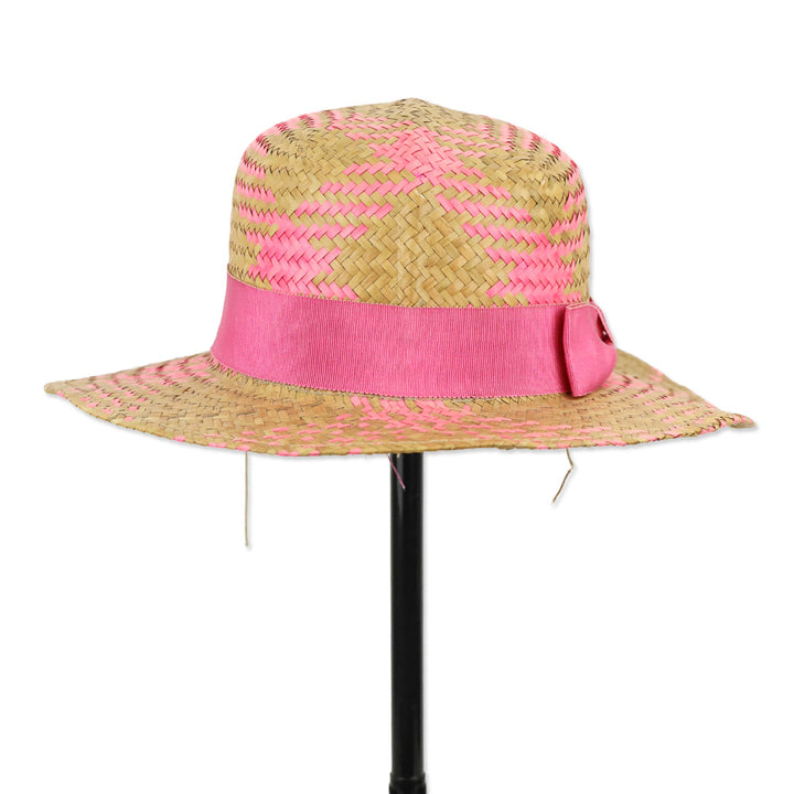 Neiman Marcus Natural/Pink Straw Hat