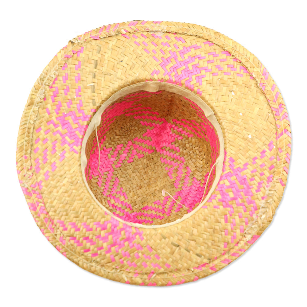 Neiman Marcus Natural/Pink Straw Hat