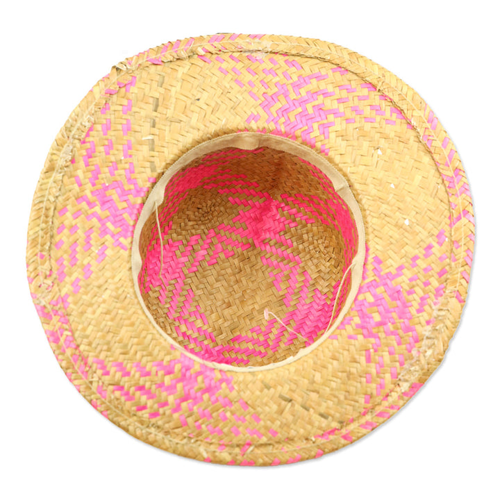 Neiman Marcus Natural/Pink Straw Hat