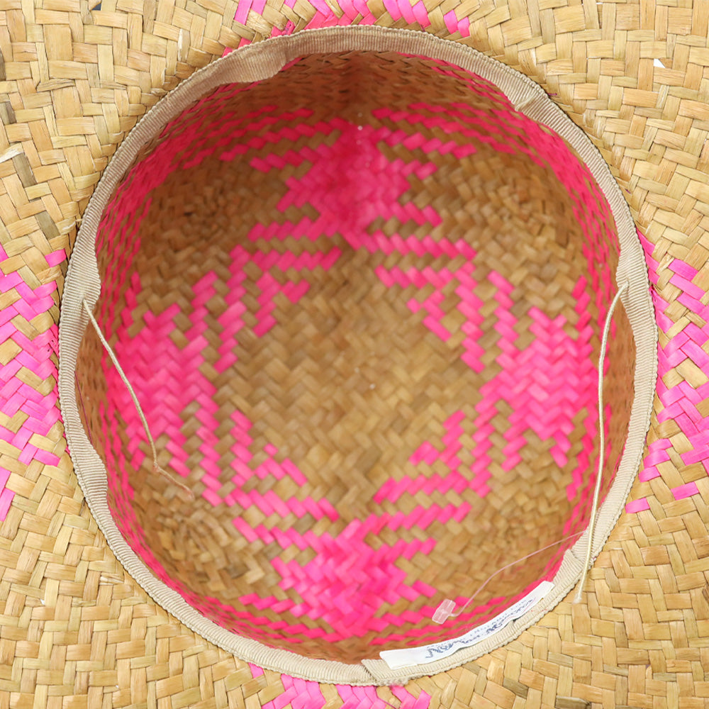 Neiman Marcus Natural/Pink Straw Hat