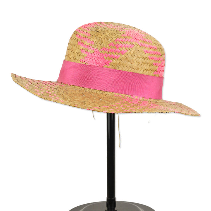 Neiman Marcus Natural/Pink Straw Hat