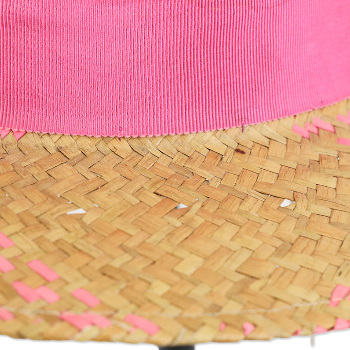 Neiman Marcus Natural/Pink Straw Hat