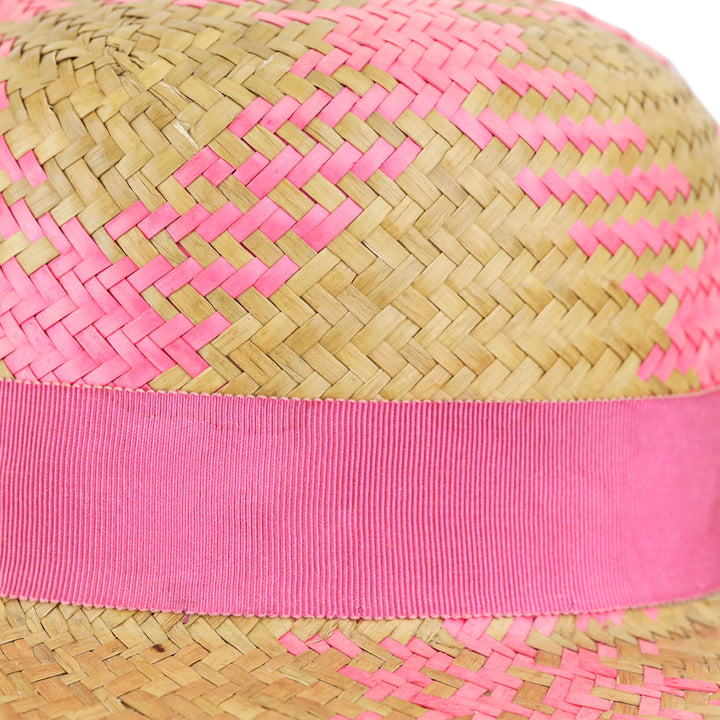 Neiman Marcus Natural/Pink Straw Hat