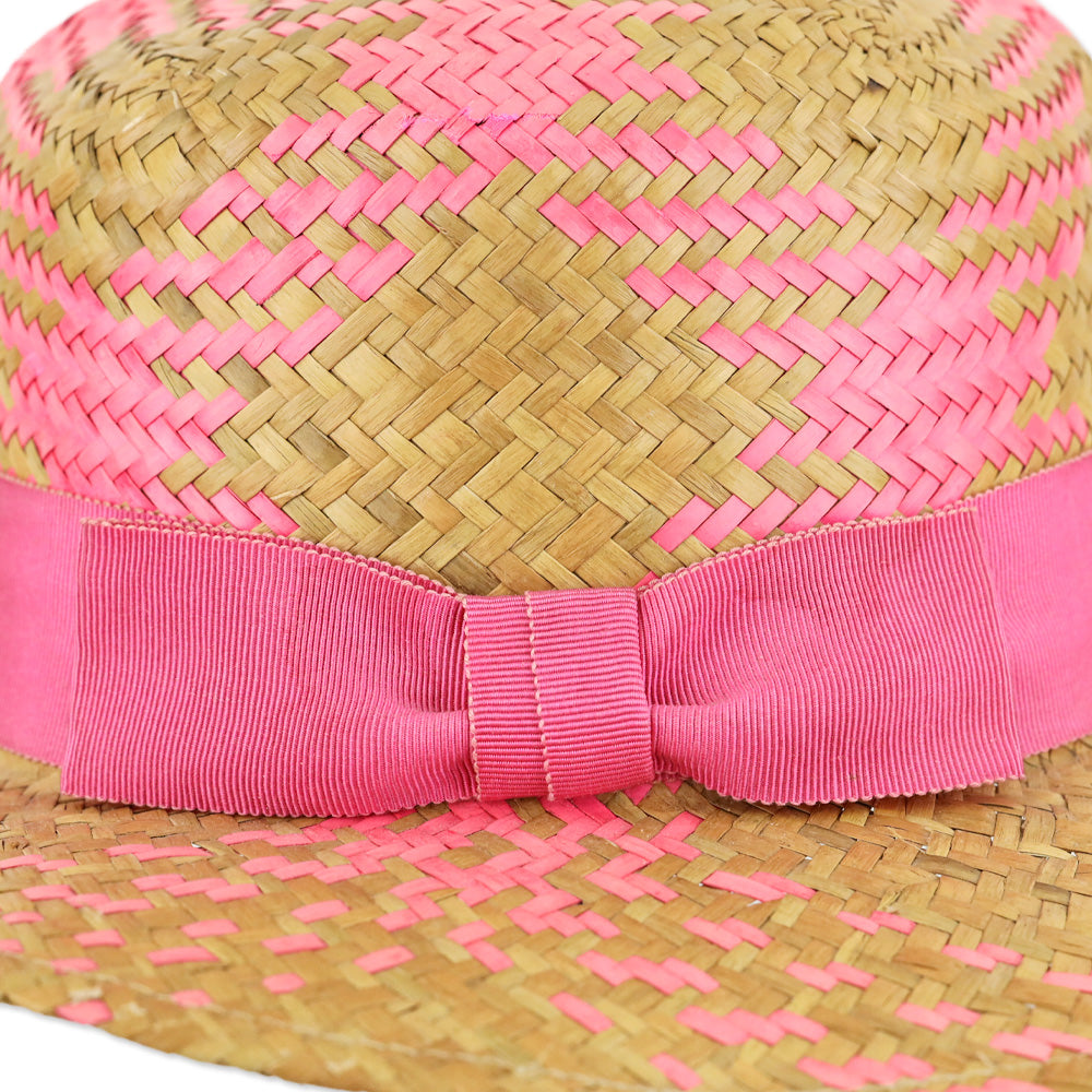 Neiman Marcus Natural/Pink Straw Hat