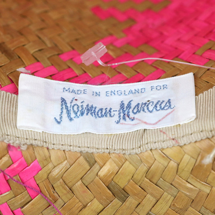 Neiman Marcus Natural/Pink Straw Hat