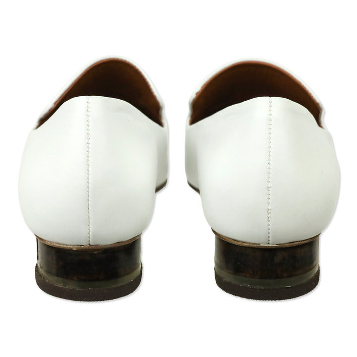 Neous White Leather Transparent Heeled Loafer