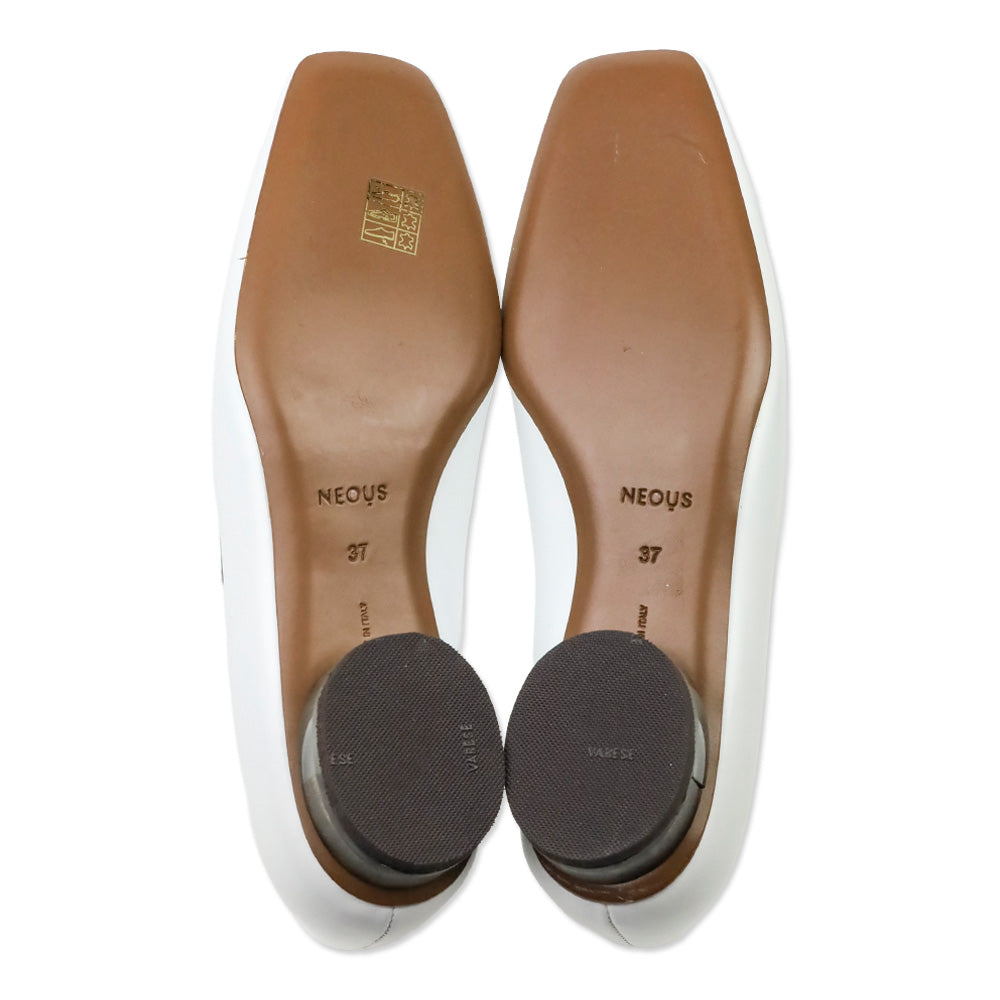 Neous White Leather Transparent Heeled Loafer