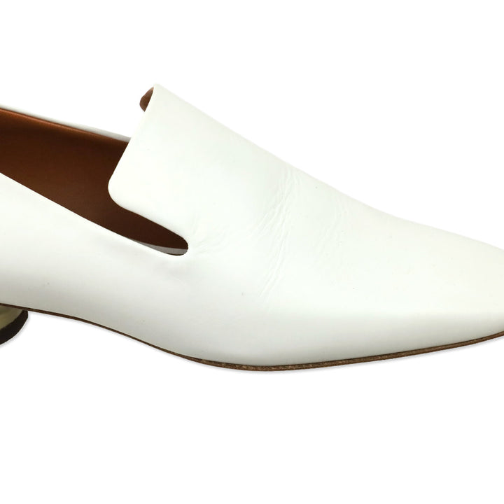 Neous White Leather Transparent Heeled Loafer