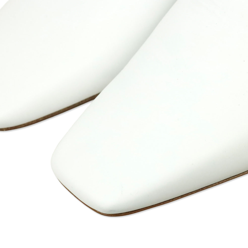 Neous White Leather Transparent Heeled Loafer