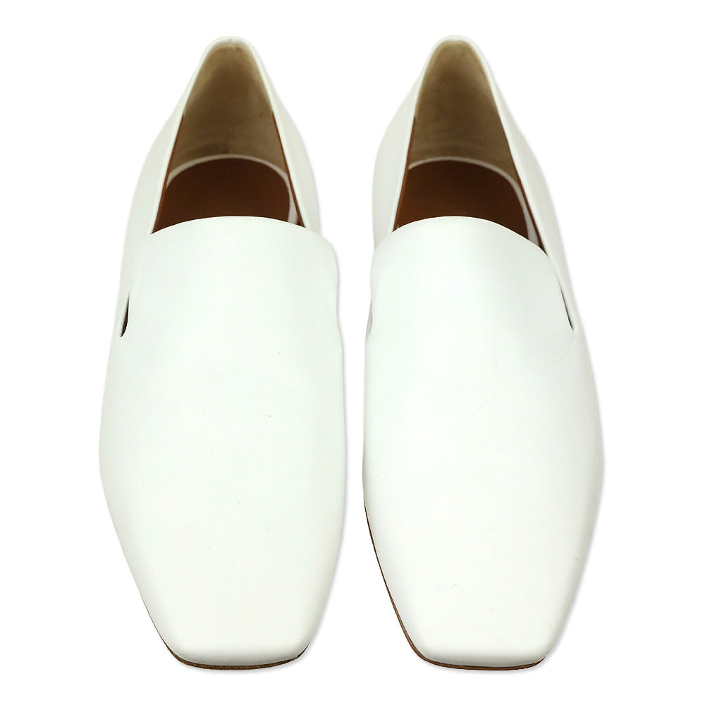 Neous White Leather Transparent Heeled Loafer