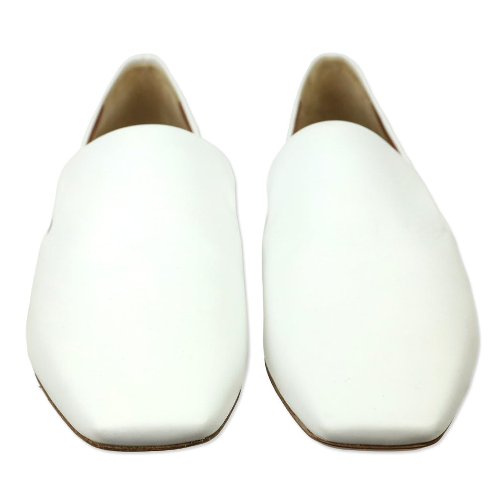 Neous White Leather Transparent Heeled Loafer