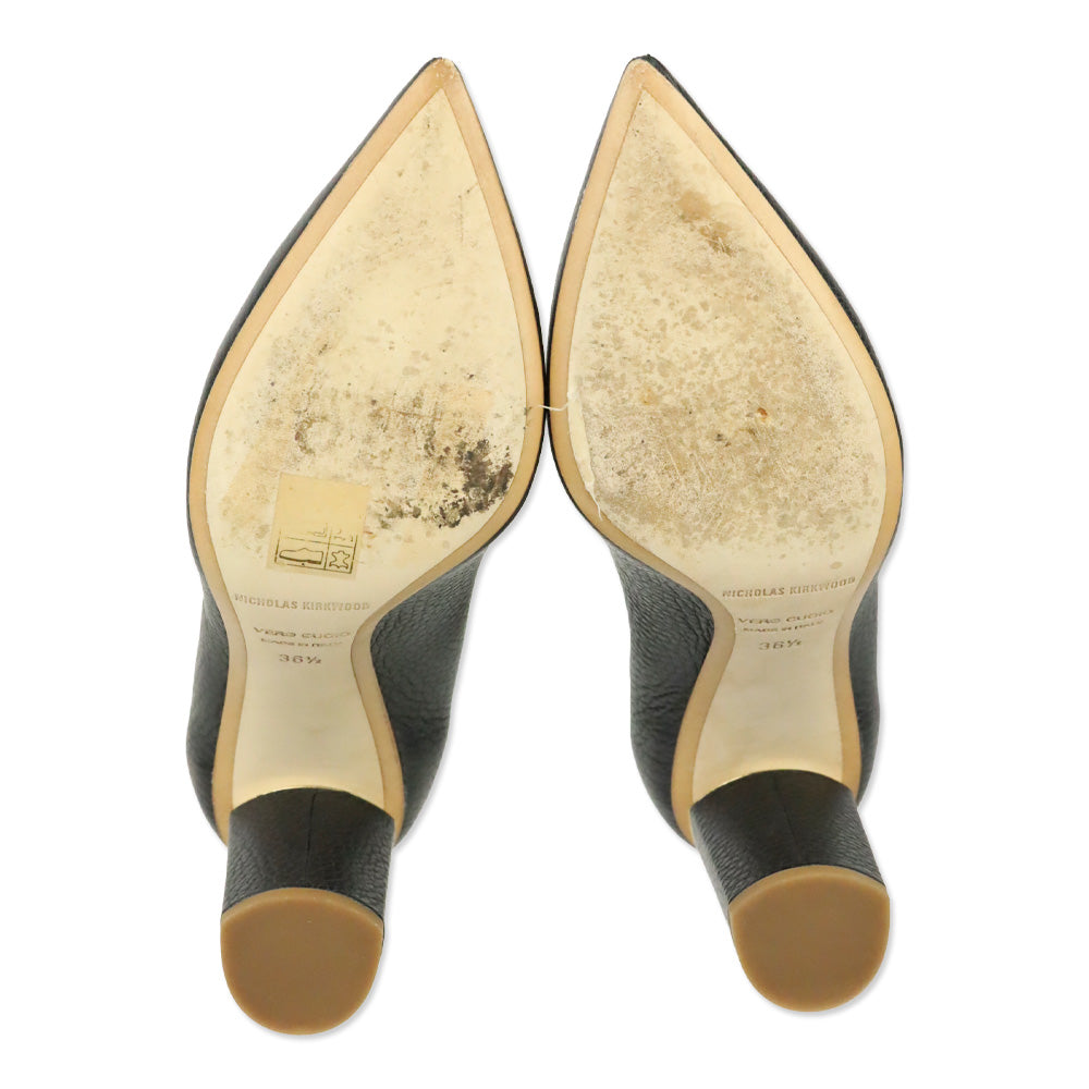 Nicholas Kirkwood Black Beya Leather Block Heel Pump