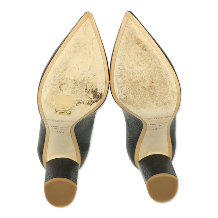 Nicholas Kirkwood Black Beya Leather Block Heel Pump