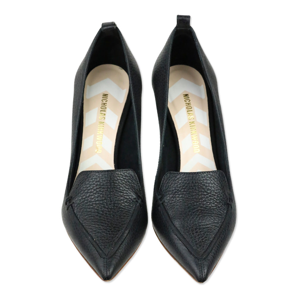 Nicholas Kirkwood Black Beya Leather Block Heel Pump