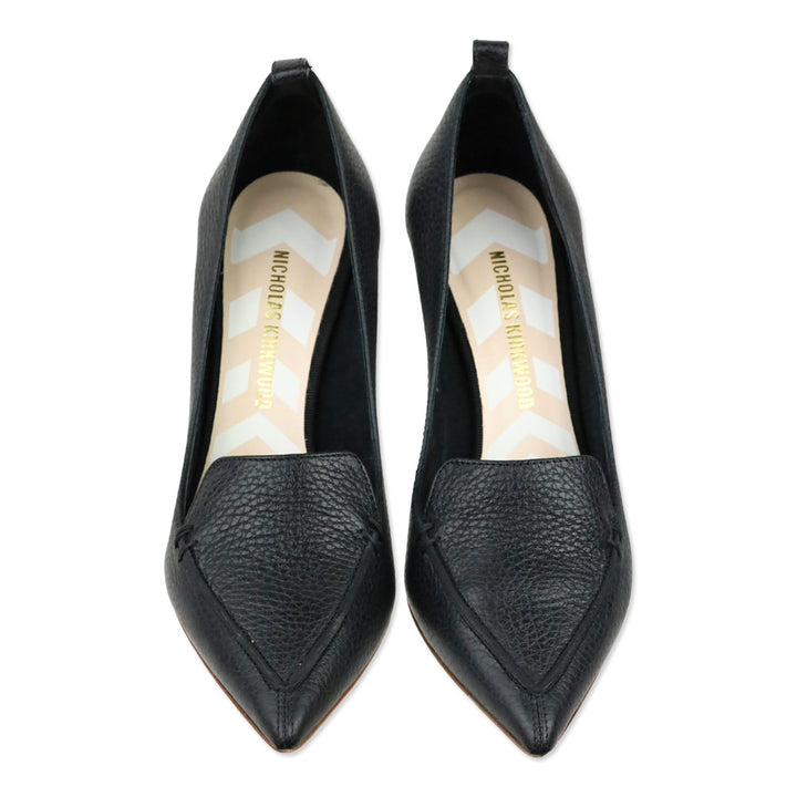 Nicholas Kirkwood Black Beya Leather Block Heel Pump