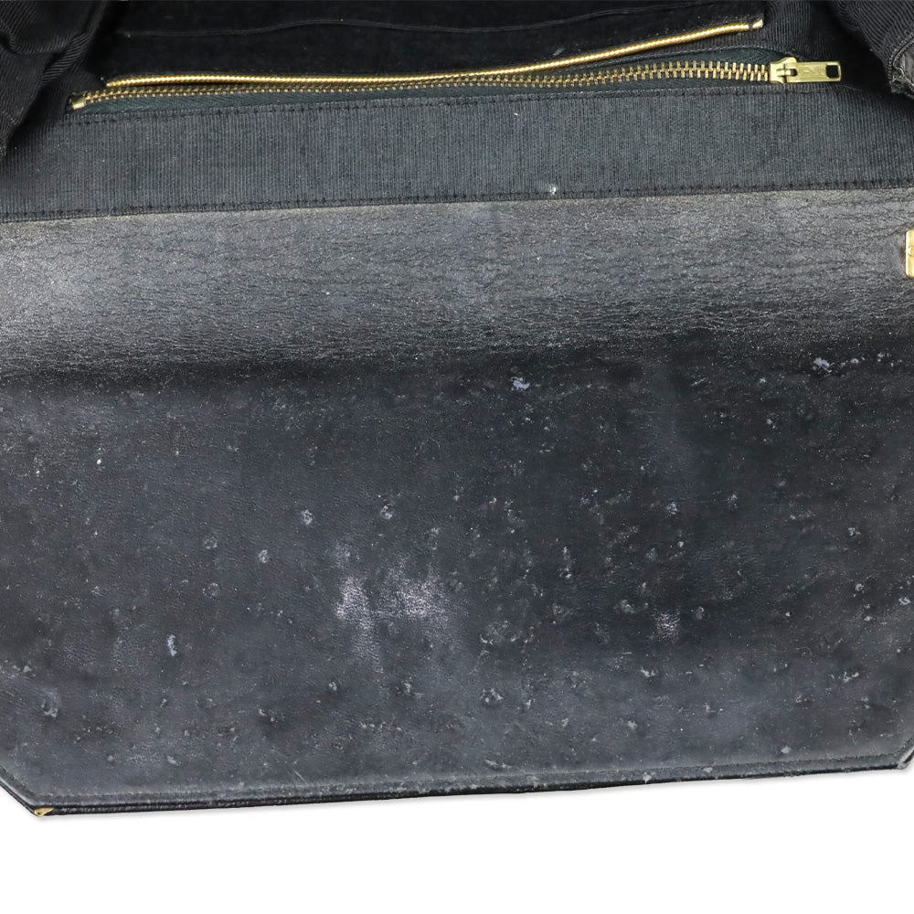 Nicholas Reich Black Ostrich Leather Envelope Shoulder Bag
