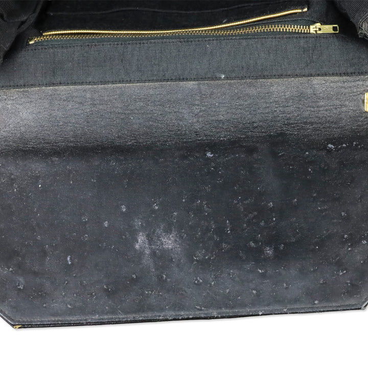 Nicholas Reich Black Ostrich Leather Envelope Shoulder Bag