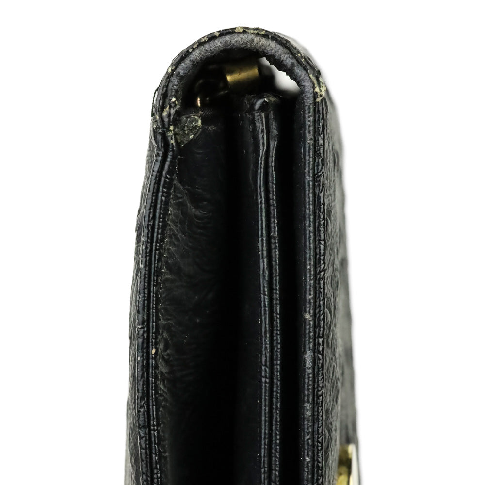 Nicholas Reich Black Ostrich Leather Envelope Shoulder Bag