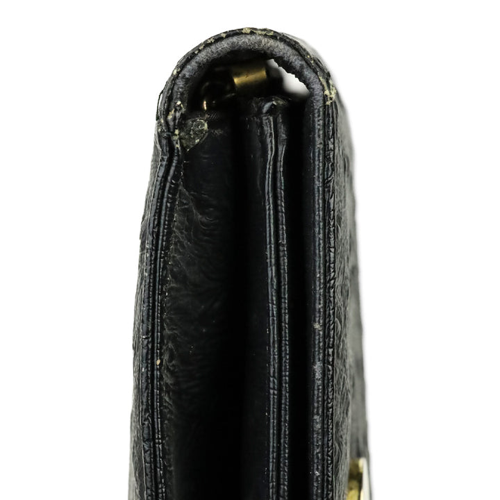 Nicholas Reich Black Ostrich Leather Envelope Shoulder Bag