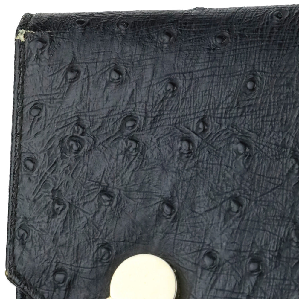 Nicholas Reich Black Ostrich Leather Envelope Shoulder Bag