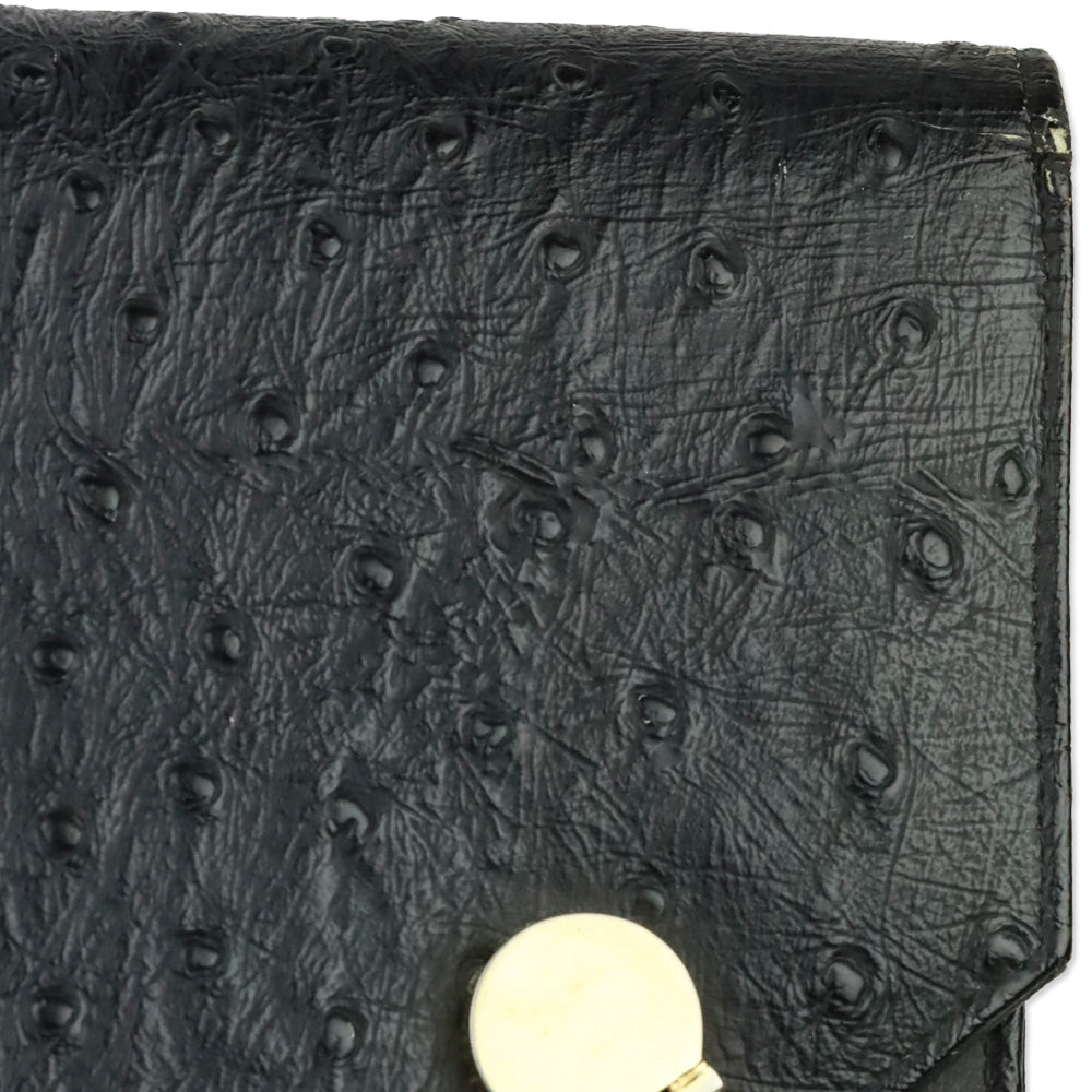 Nicholas Reich Black Ostrich Leather Envelope Shoulder Bag