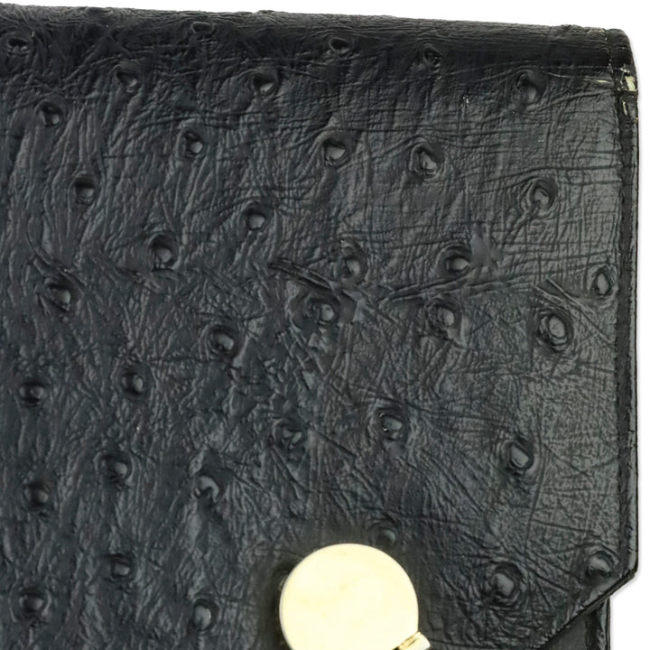 Nicholas Reich Black Ostrich Leather Envelope Shoulder Bag
