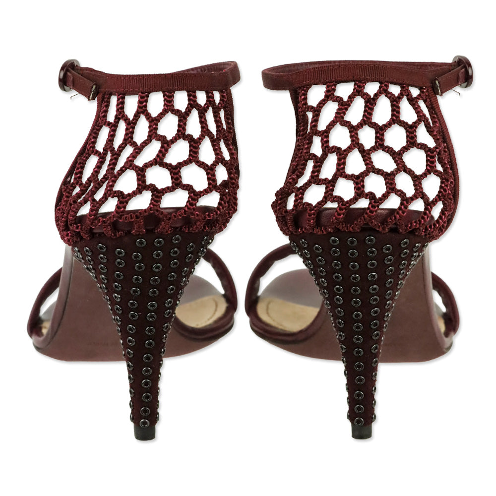Nina Ricci Wine Leather 90 Cage Heel Sandal