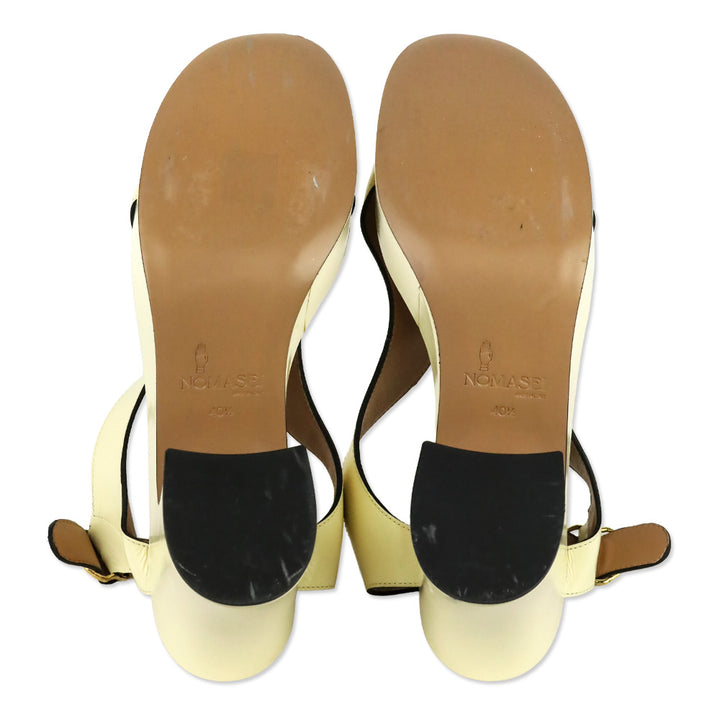 Nomasei Cream Patent Leather Taxi Platform Sandals