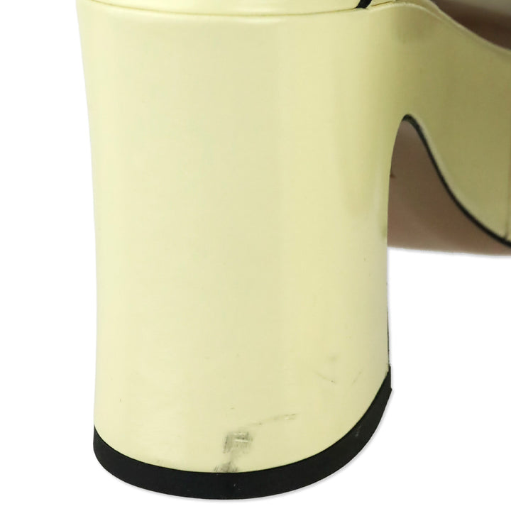 Nomasei Cream Patent Leather Taxi Platform Sandals