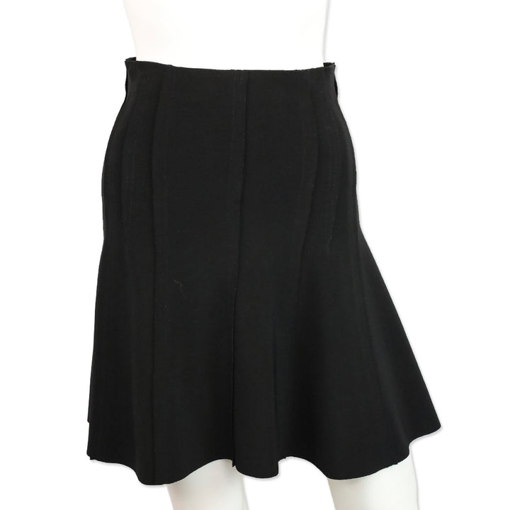 Norma Kamali Black Flare Midi Skirt