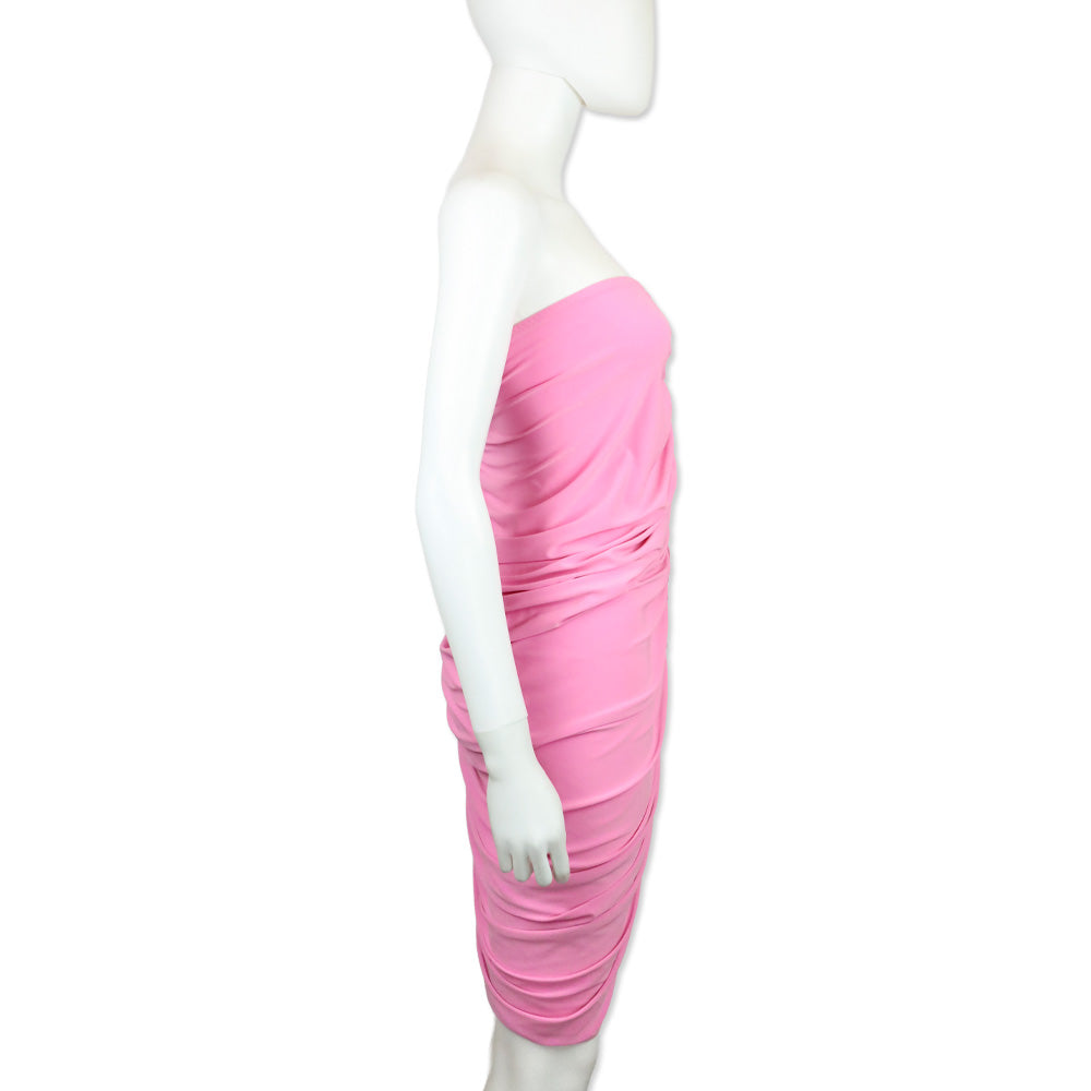 Norma Kamali Pink Ruched Strapless Mini Dress