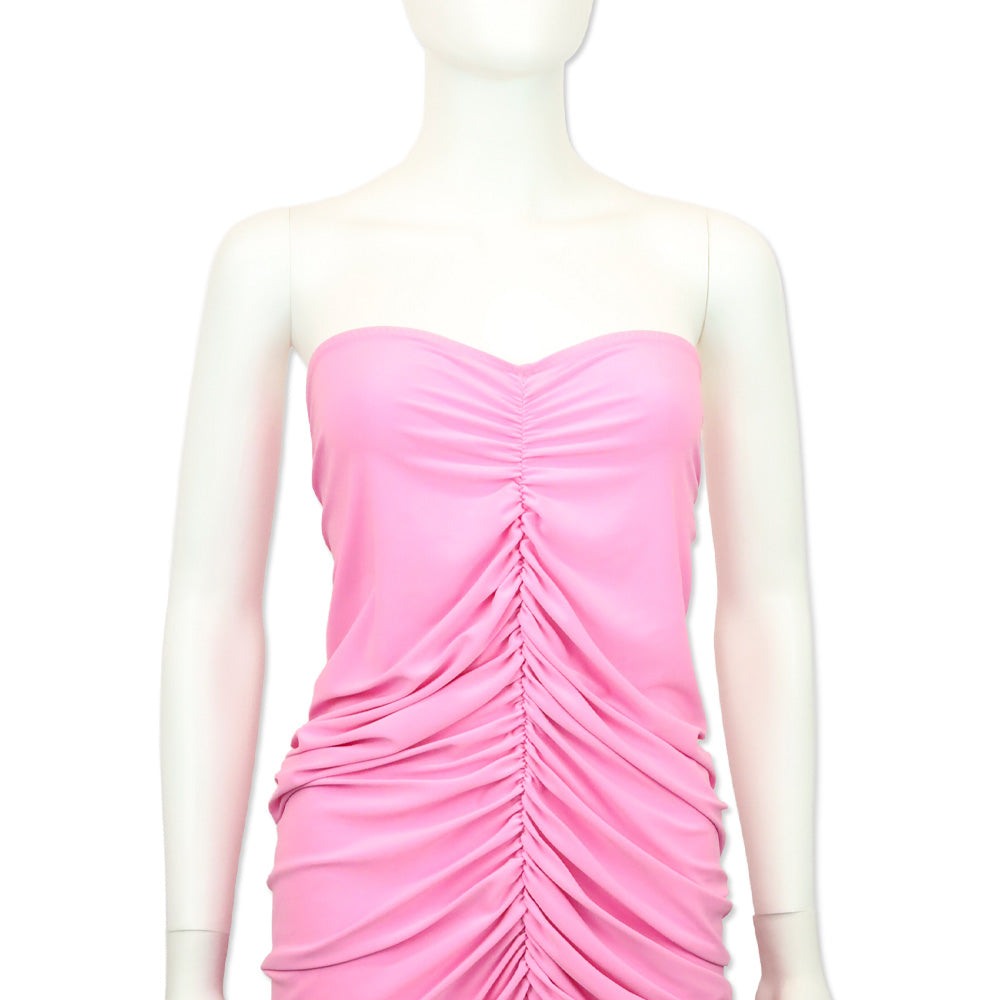 Norma Kamali Pink Ruched Strapless Mini Dress