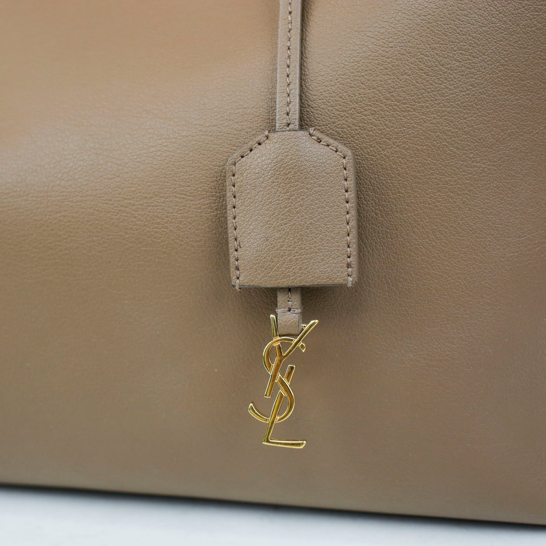 Saint Laurent Taupe Leather Shopping Tote