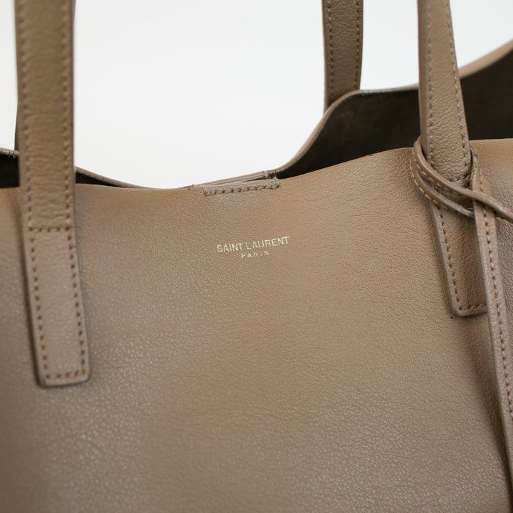 Saint Laurent Taupe Leather Shopping Tote