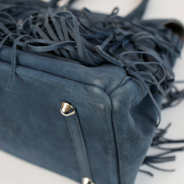 Larettamia Gray Suede My Chic Fringe Tote Bag