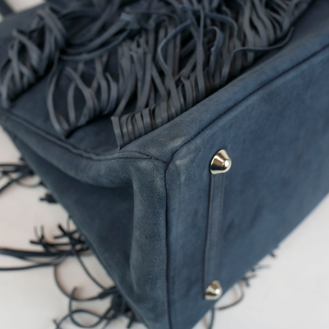 Larettamia Gray Suede My Chic Fringe Tote Bag