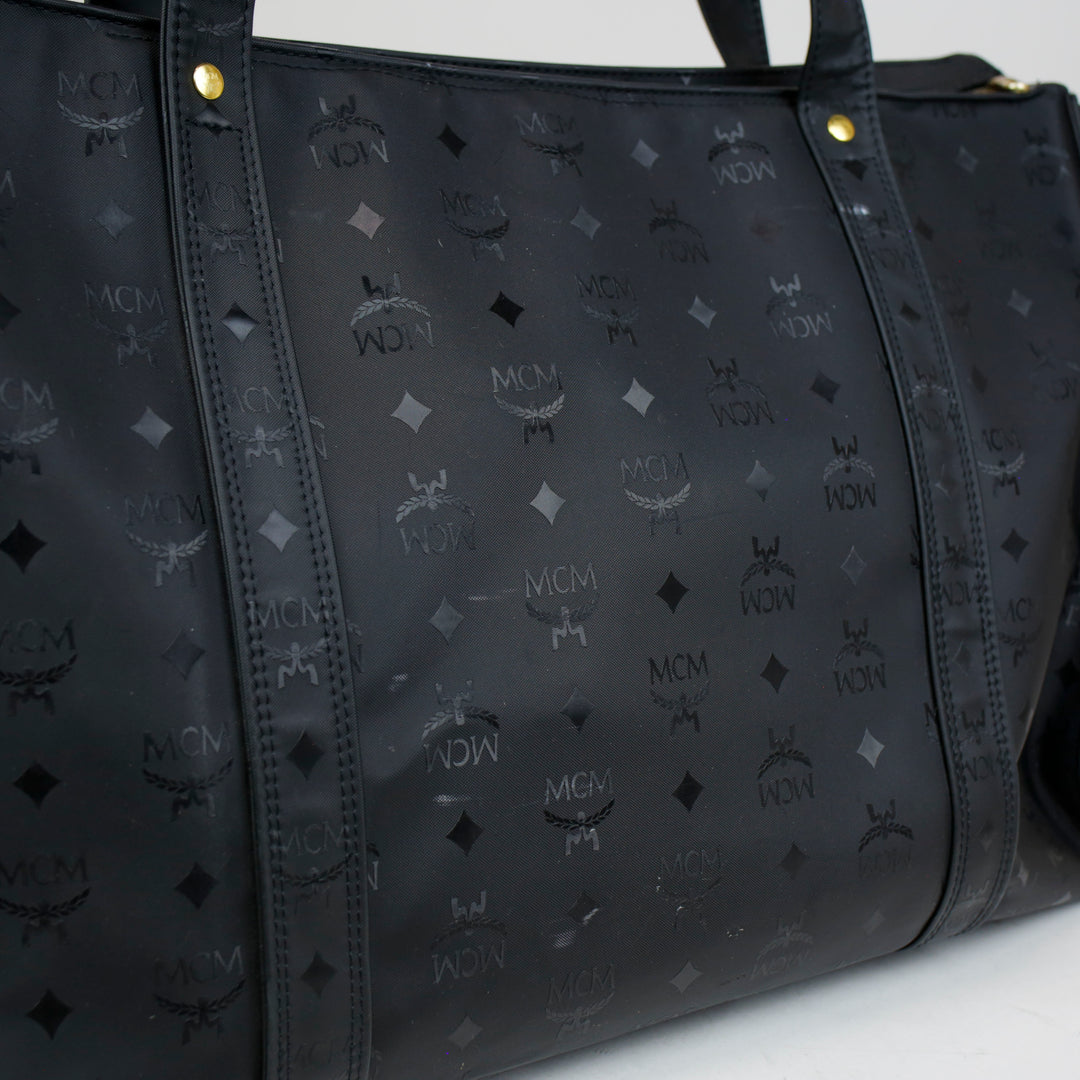 MCM Black Visetos Nylon Large Travel Tote Bag