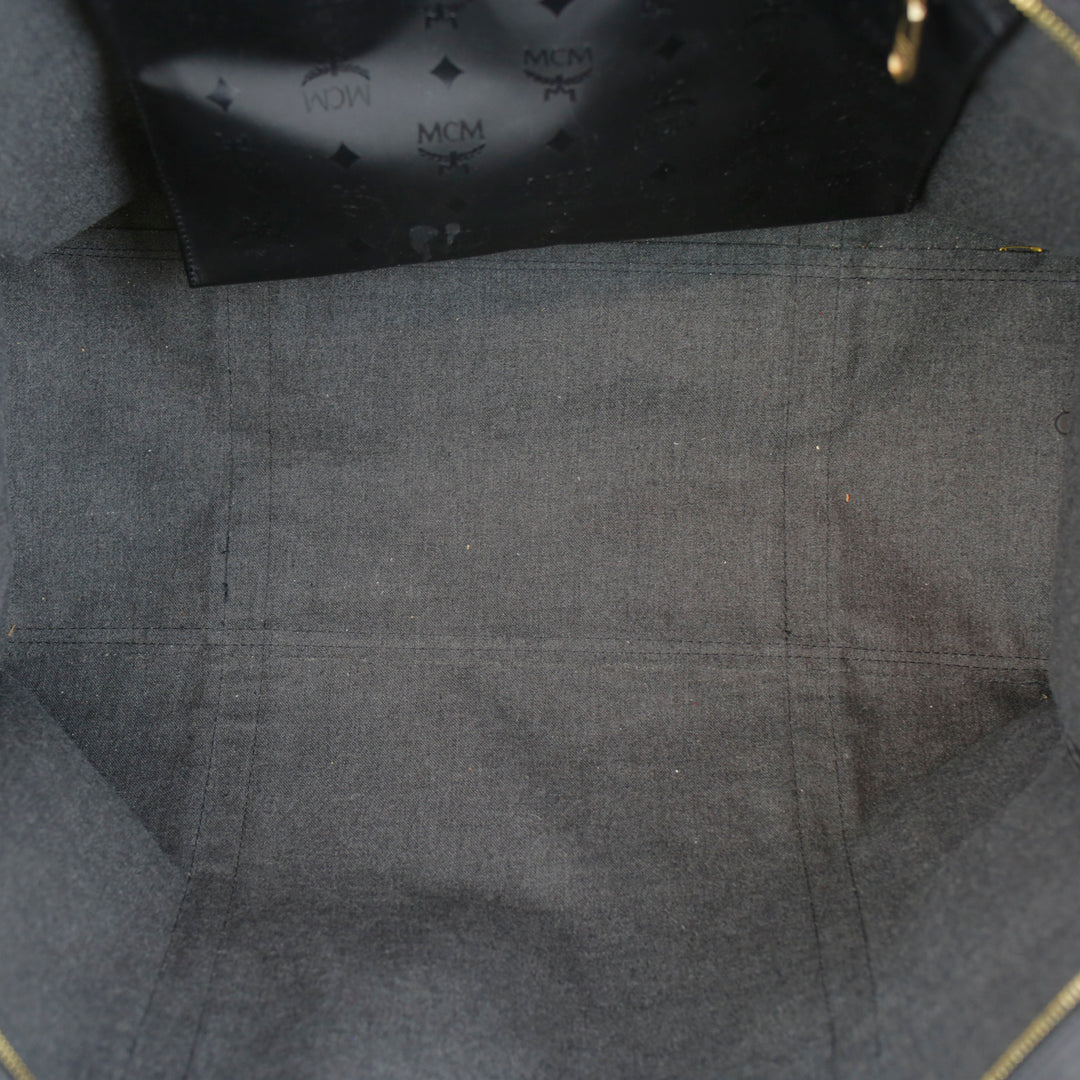 MCM Black Visetos Nylon Large Travel Tote Bag