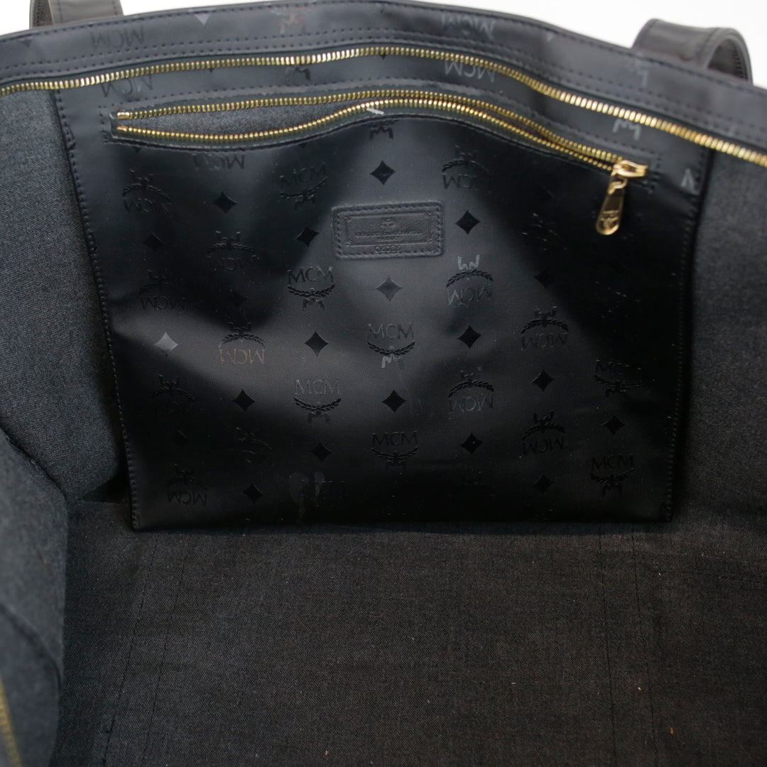 MCM Black Visetos Nylon Large Travel Tote Bag