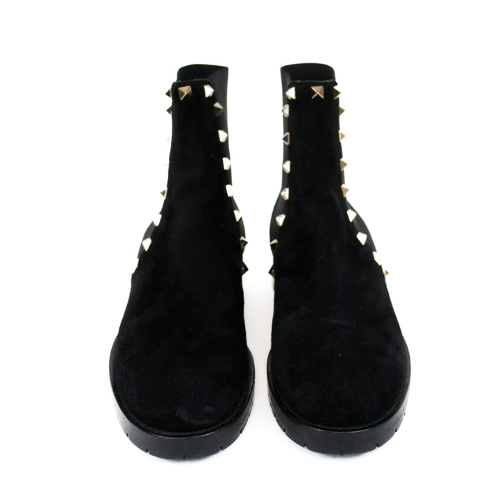 Valentino Black Suede Rockstud Chelsea Boots