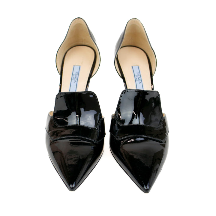 Prada Black Patent Leather Pointed Toe D'Orsay Pumps
