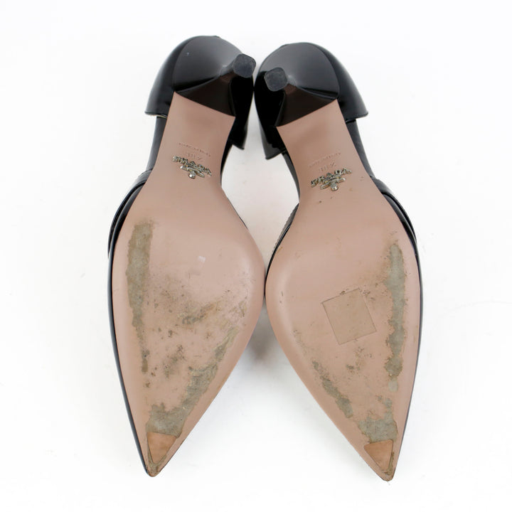 Prada Black Patent Leather Pointed Toe D'Orsay Pumps