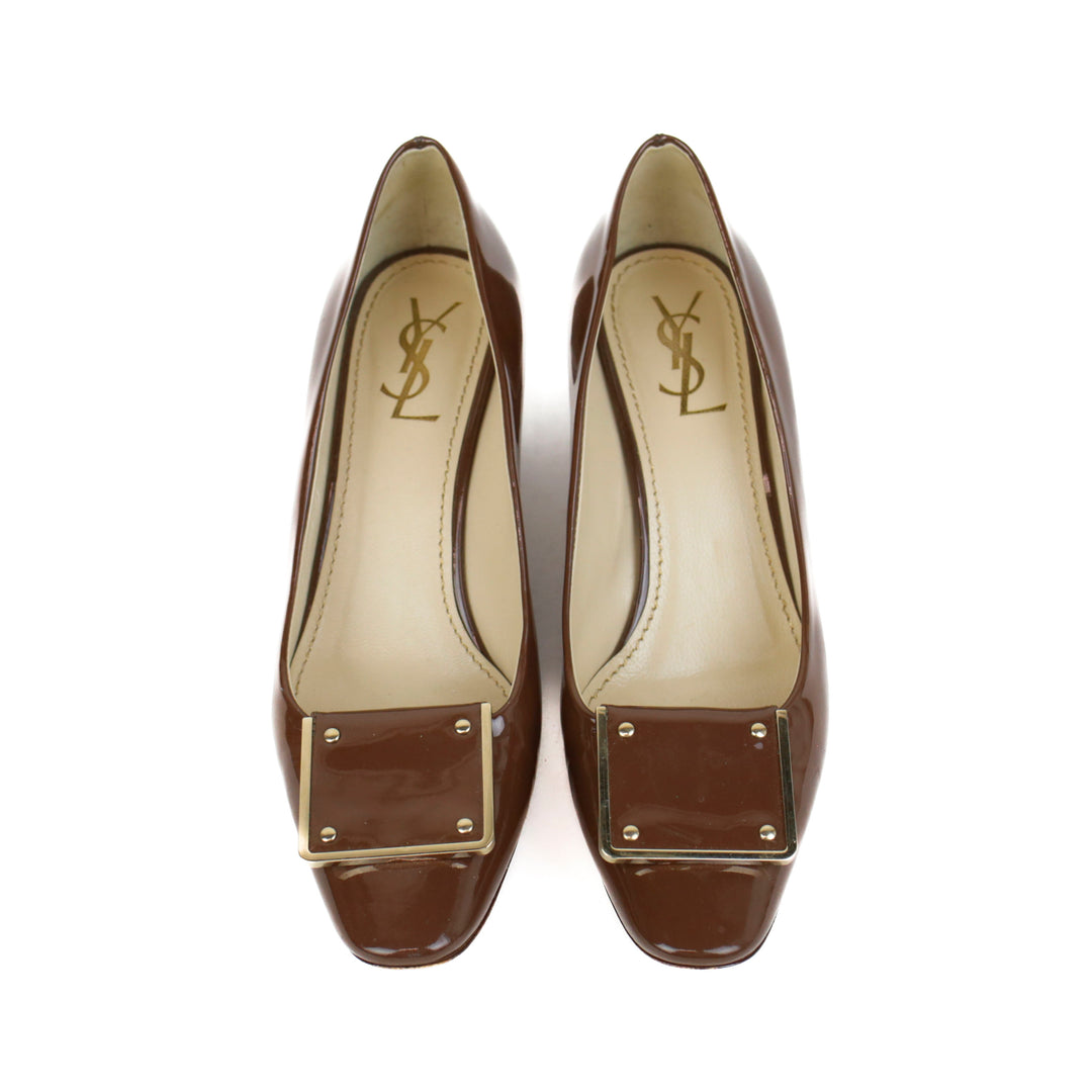 YSL Brown Patent Leather Pumps