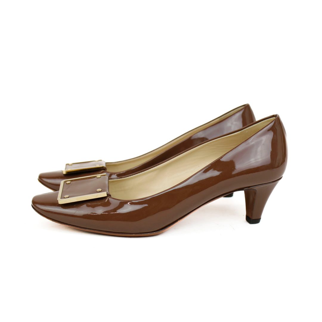 YSL Brown Patent Leather Pumps