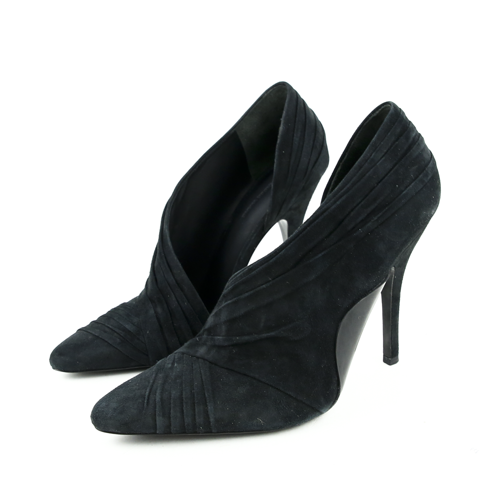 side view of Alexander Wang Pleated Suede D'Orsay Pumps
