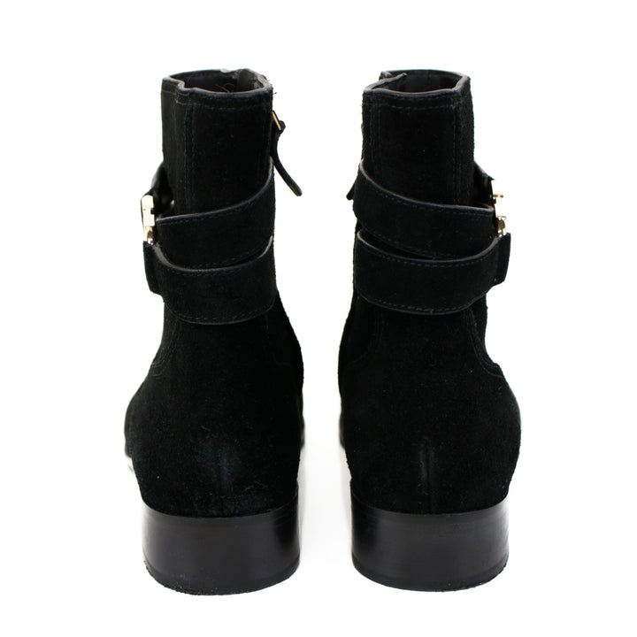 Tory Burch Black Suede Gemini Link Ankle Boots