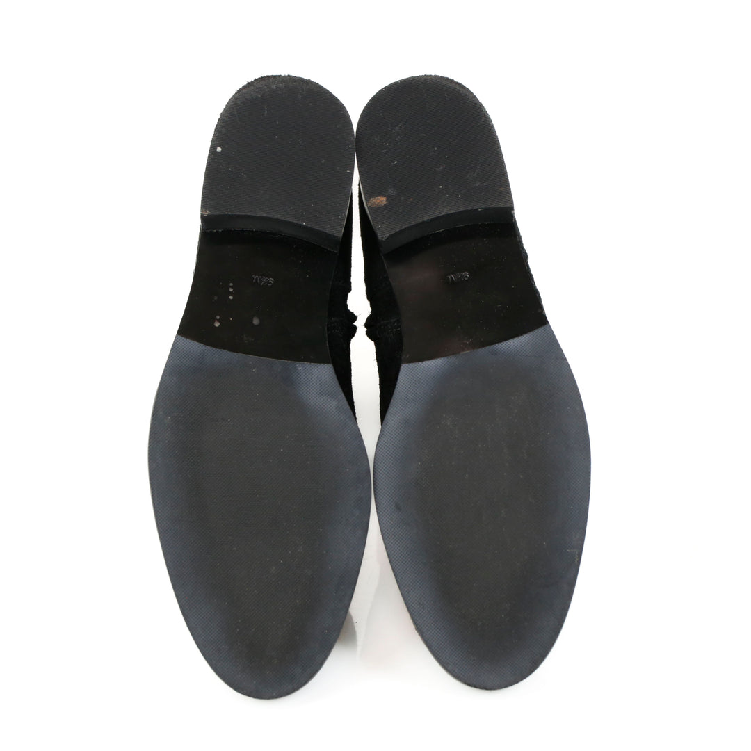 Tory Burch Black Suede Gemini Link Ankle Boots